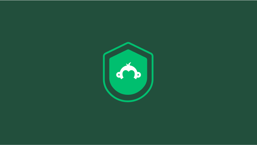 Icône de Goldie, la mascotte de SurveyMonkey, représentée au centre d’un badge de sécurité