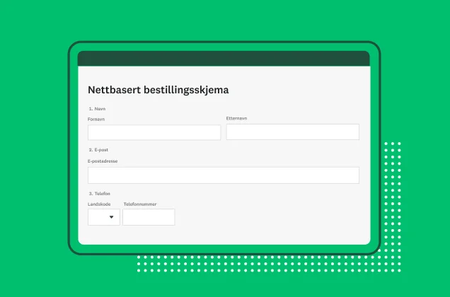 Skjermbilde av nettbasert bestillingsskjema