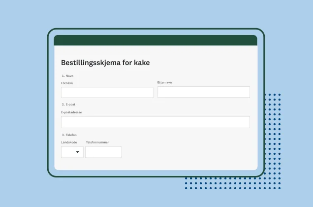 Skjermbilde av SurveyMonkeys skjemamal for kakebestilling