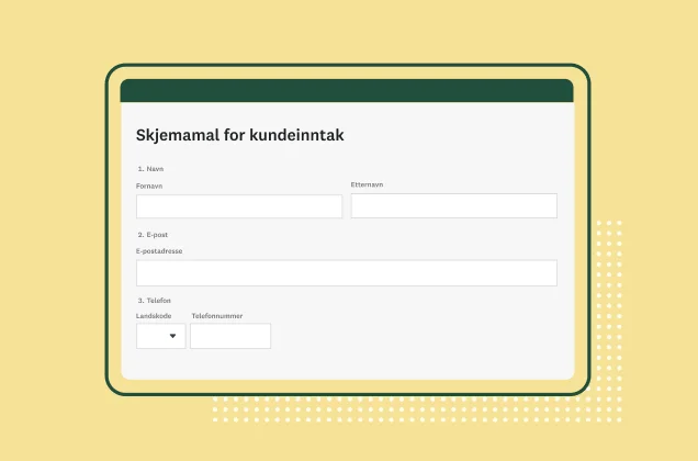 Skjermbilde av SurveyMonkeys skjema for kundeinntak