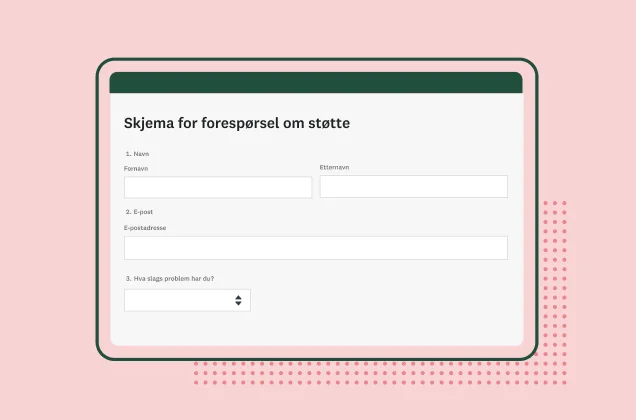 Skjermbilde av SurveyMonkeys støtteforespørselsskjema