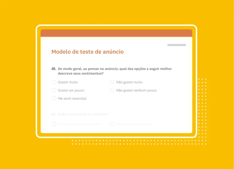 Imagem de modelo de pesquisa de teste de anúncio da SurveyMonkey