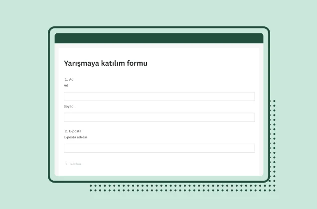 SurveyMonkey yarışmaya katılım form şablonu ekran görüntüsü