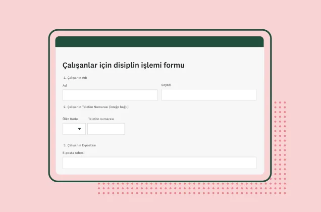 SurveyMonkey çalışanlar için disiplin işlemi form şablonu ekran görüntüsü