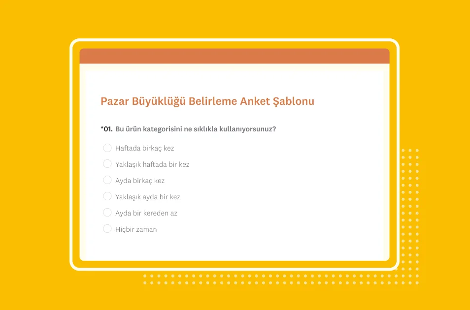 SurveyMonkey pazar büyüklüğü anket şablonu ekran görüntüsü