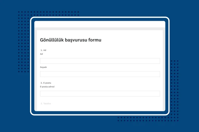 SurveyMonkey gönüllülük başvurusu form şablonu ekran görüntüsü