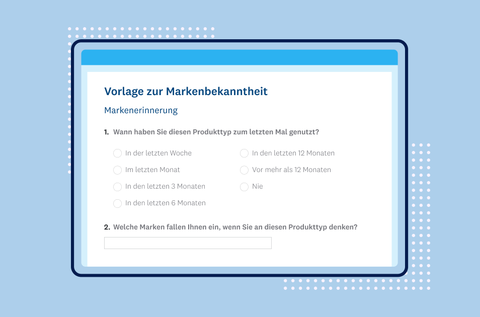 Screenshot einer SurveyMonkey-Vorlage für Umfragen zur Markenbekanntheit