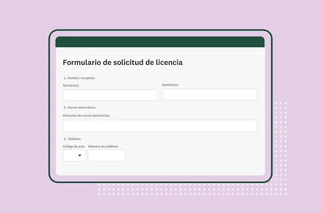 Captura de pantalla del formulario de SurveyMonkey de solicitud de licencia