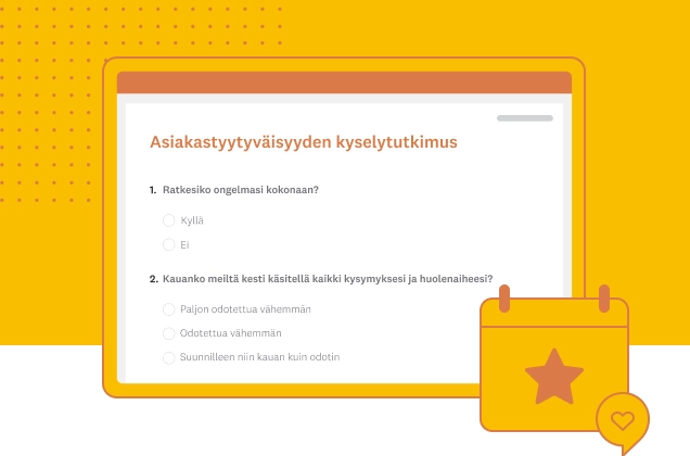 Kuvakaappaus asiakastyytyväisyyttä arvioivasta SurveyMonkeyn kyselytutkimusmallista
