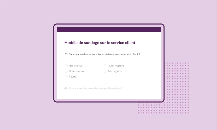 Capture d’écran du modèle de sondage SurveyMonkey sur le feedback des clients