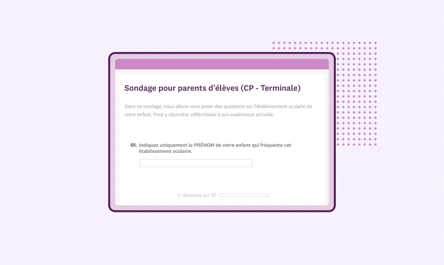 Capture d’écran d’un modèle de sondage pour parents d’élèves (CP-Terminale)