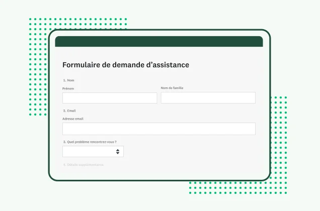 Modèle de formulaire de demande d’assistance SurveyMonkey