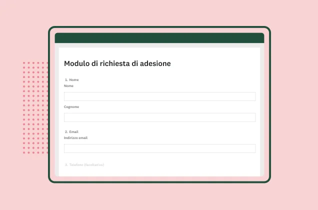 Schermata di un modello per modulo di richiesta di adesione di SurveyMonkey