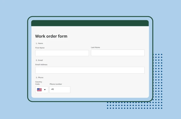 Screenshot of work order form